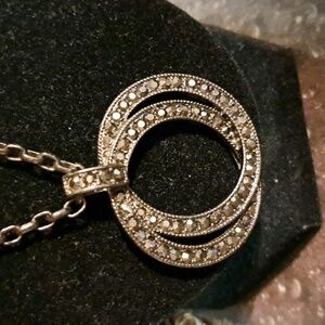 Gunmetal Circle Marcasite Necklace